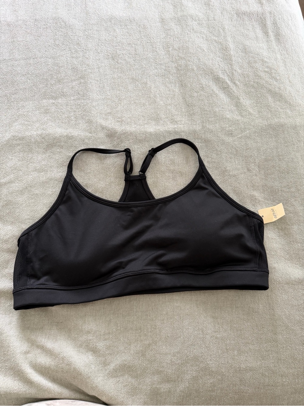 aerie Black Racerback Sports Bra with Adjustable Straps